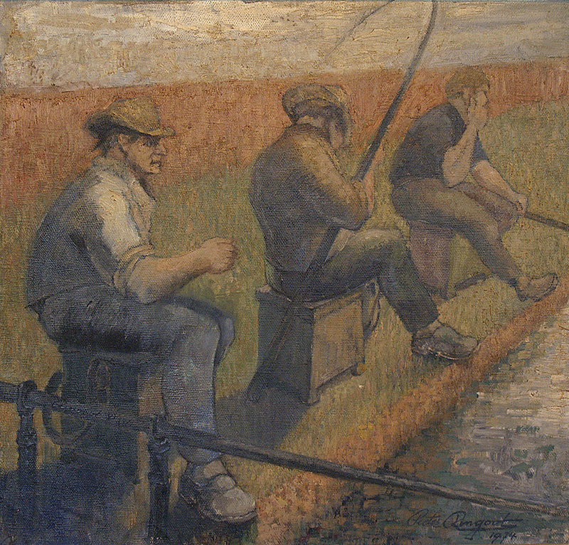 Three fishermen - oil painting 1974