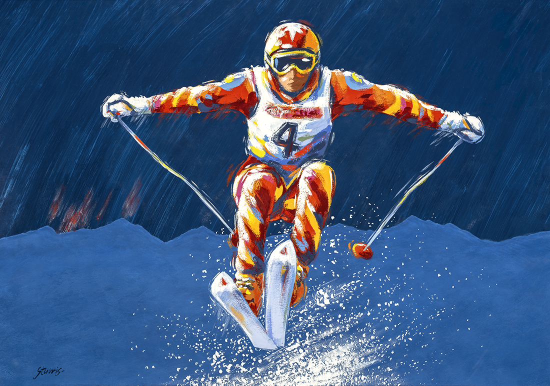 illustratie van een skiër